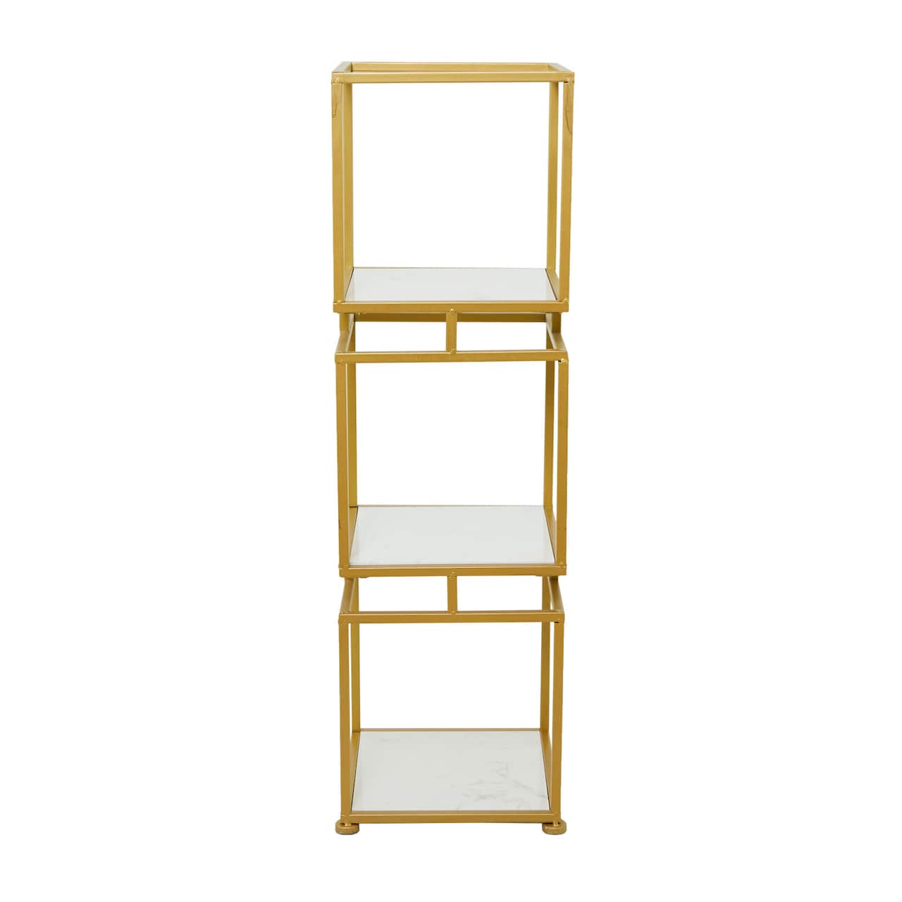 Gold Marble Glam Shelving Unit, 39" x 12" x 12"